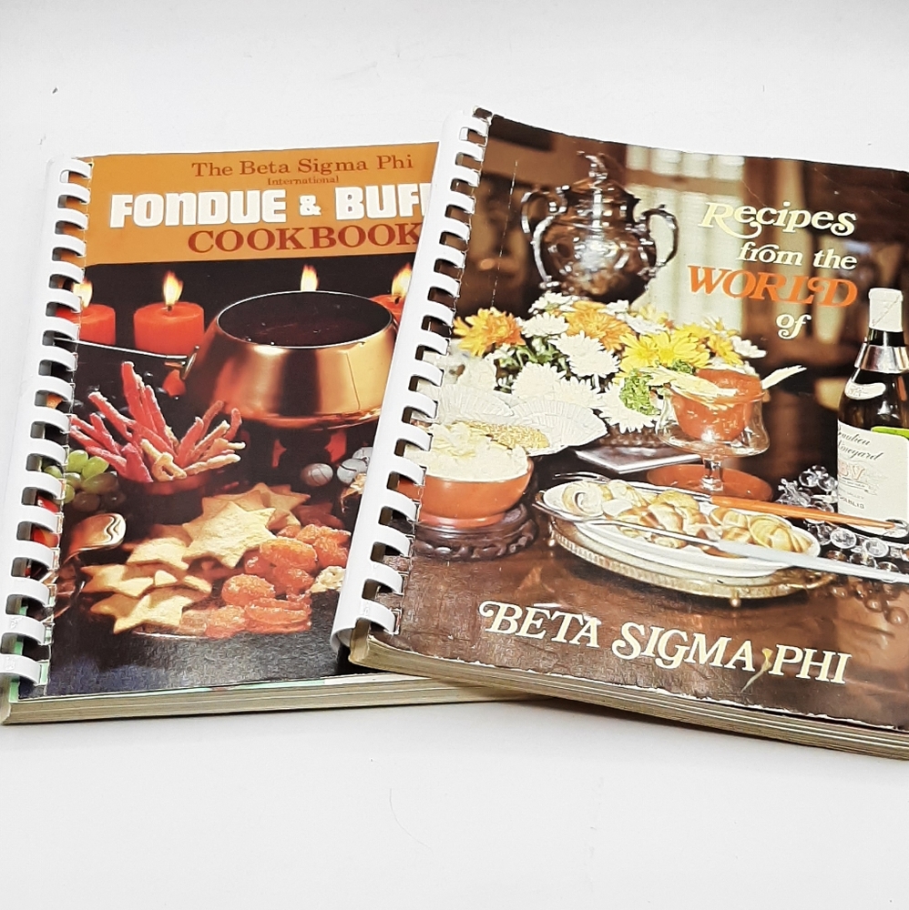 Vintage Beta Sigma Phi Cookbooks 1970's Lot Fondue & International Recipes